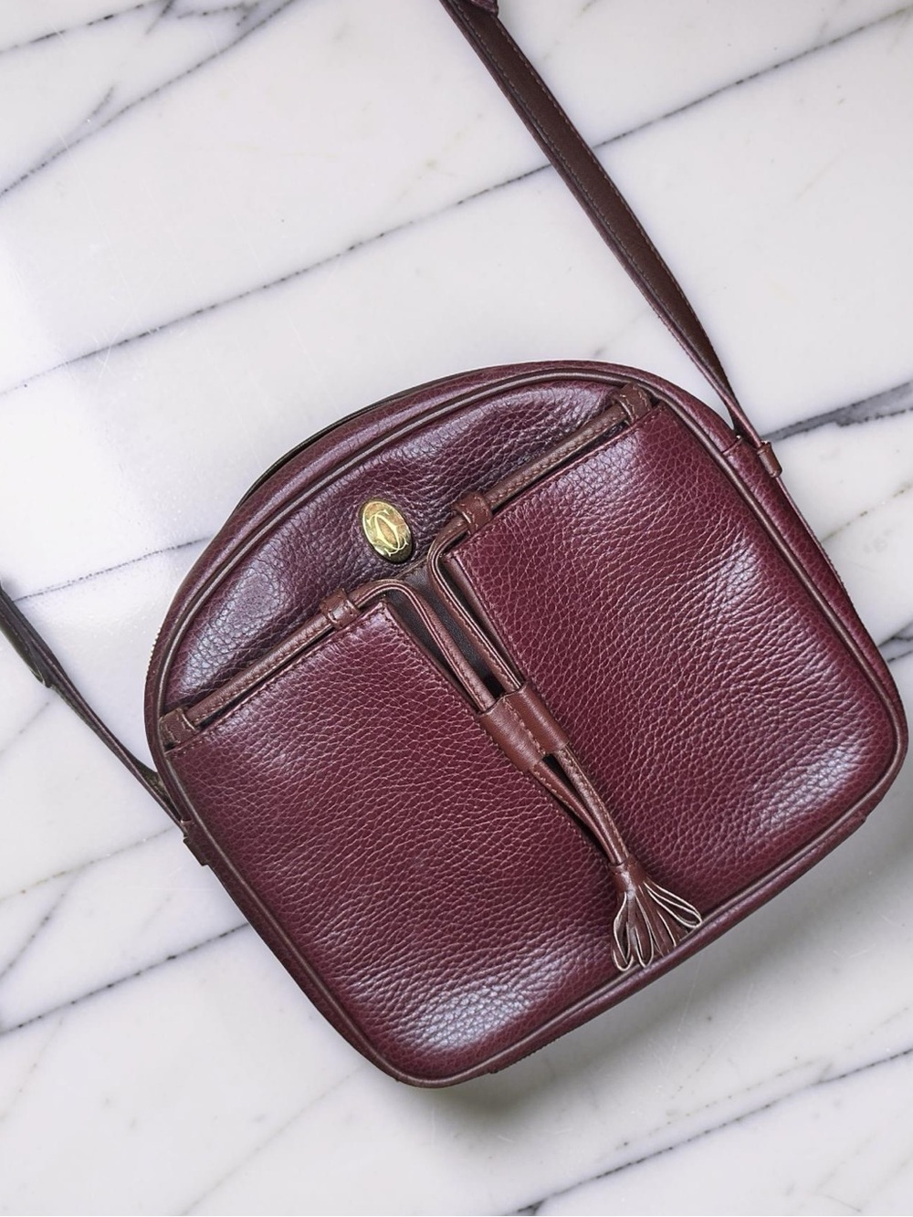 1980’s Must de Cartier Pebbled Leather Crossbody bag - Vintage French Luxury - Picture 2 of 14